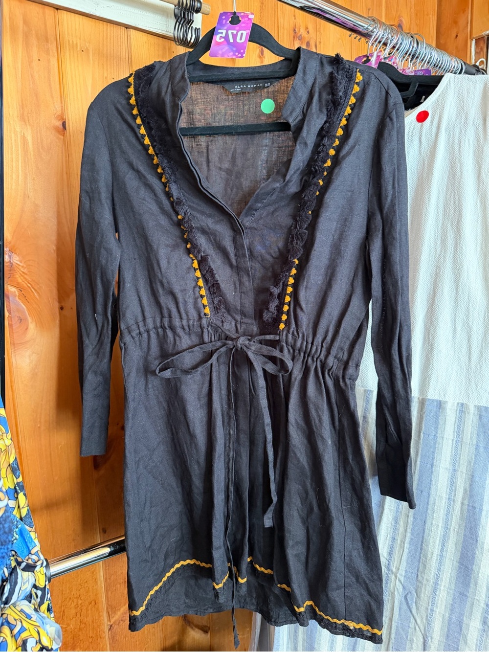 Zara Black Dress with Mustard Trim